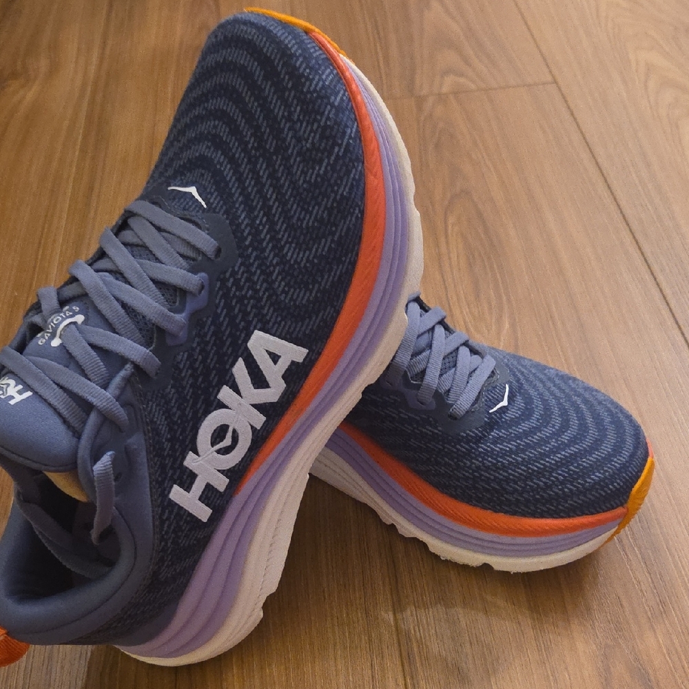 Women's Hoka Gaviota Running Walking Shoes 7.5 Wide Blue, Purple, White